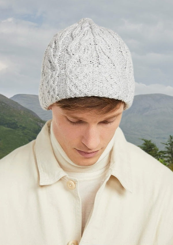 Merino Wool Grey Aran Hat