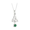 Sterling Silver Green Trinity Knot Pendant