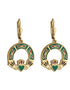 Gold Plated Green Claddagh Earrings