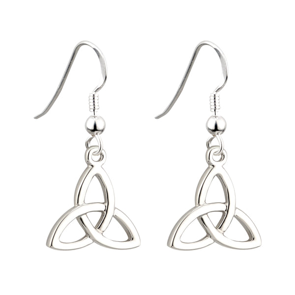 Solvar Rhodium Trinity Knot Drop Earrings S33330