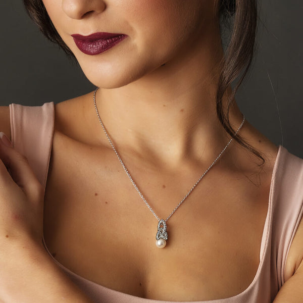 Celtic Pearl Necklace Adorned By Swarovski Crystals
