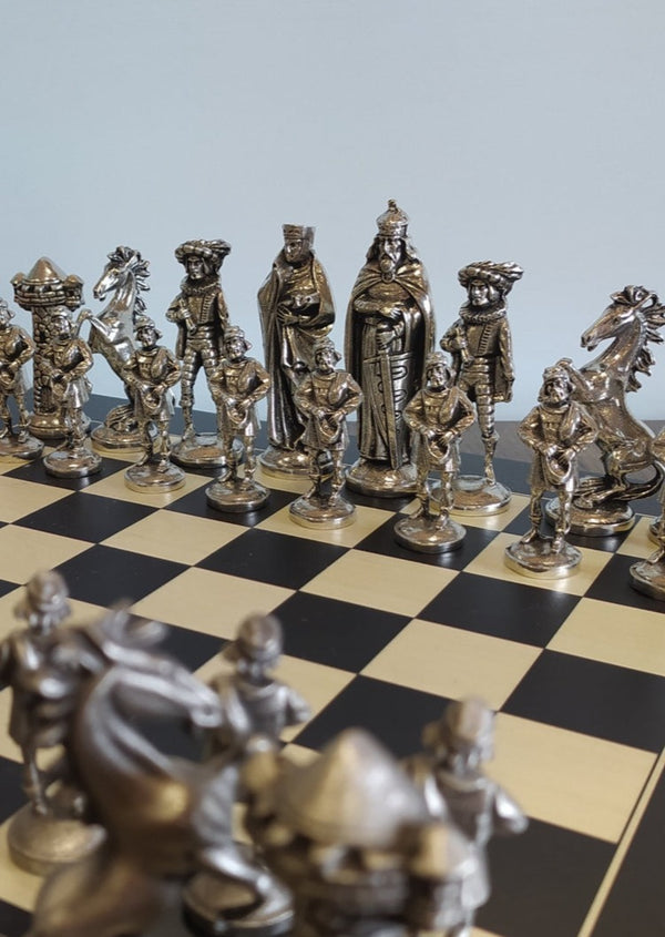 Mullingar Pewter Medieval Chess Set with Board