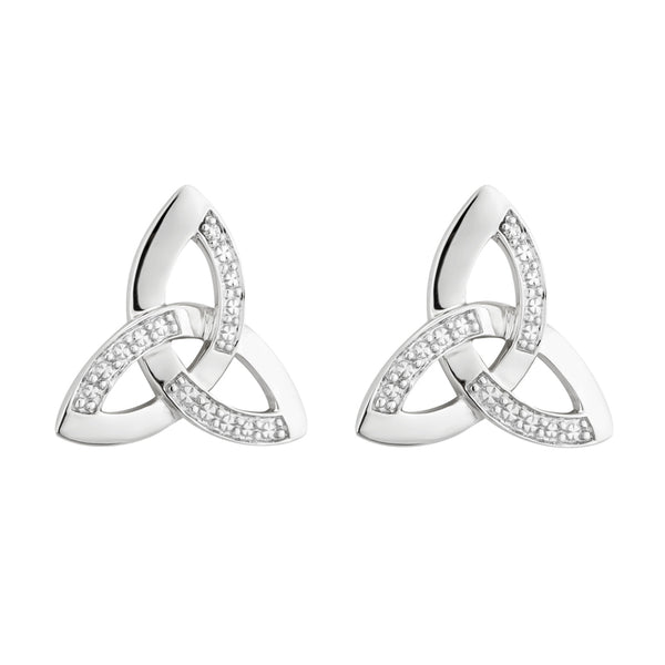 Solvar 14K White Gold Diamond Trinity Knot Stud Earrings S33102