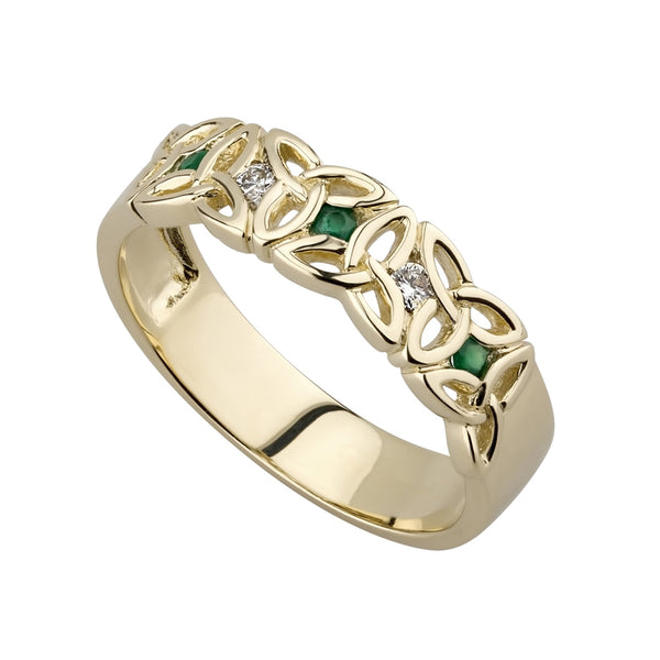 Solvar 9k Gold Emerald Trinity Ring S2630
