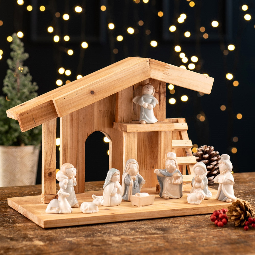 Belleek Living Away in a Manger Nativity Set