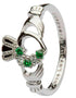Sterling Silver Green Claddagh Ring