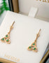 14k Gold Emerald Trinity Knot Drop Earrings