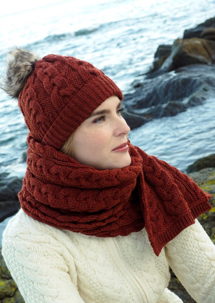 Aran Chunky Cable Knit Sienna Scarf