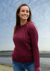 Ladies Slim-Fit Aran Sweater | Raspberry