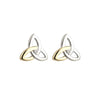 Solvar 10K Gold Diamond Silver Trinity Knot Stud Earrings S33416