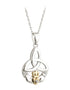 Silver 10K Gold & Diamond Trinity Claddagh Pendant