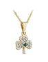 14K Gold Diamond & Emerald Shamrock Pendant