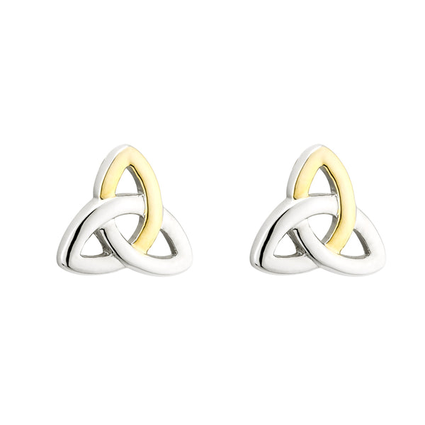 Two Tone Plated Trinity Knot Stud Earrings