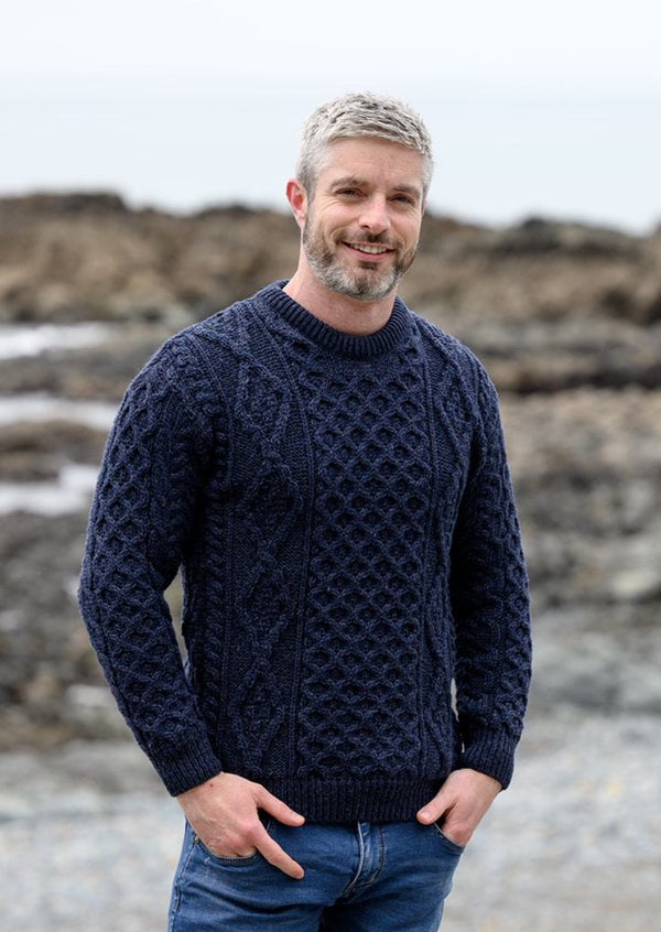 Aran Wool Sweater | Navy