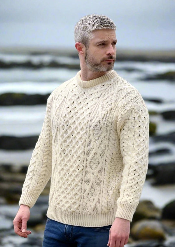 Aran Woollen Mills Trui voor heren, Denim, XXL Aran Woollen Mills Trui voor heren, Denim, XXL
