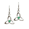 Silver Green Drop Trinity Earrings