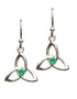 Silver Green Drop Trinity Earrings