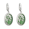 Solvar Rhodium Green Tree Of Life Drop Earrings s33693