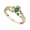 Solvar 10K Gold Emerald Claddagh Ring S2518