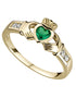 10K Gold Emerald Claddagh Ring