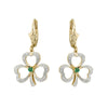 14K Diamond & Emerald Shamrock Drop Earrings