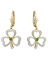 14K Diamond Emerald Shamrock Drop Earrings