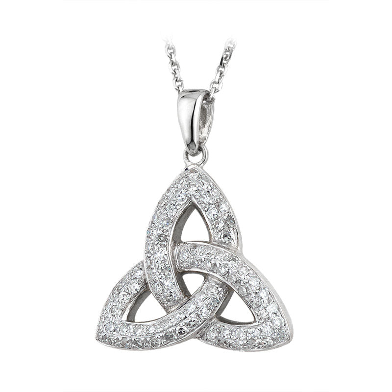 14k White Gold Diamond Trinity Knot Necklace