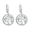 Silver Crystal Illusion Tree Of Life Drop Earrings