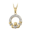 14k Gold Diamond Claddagh Necklace