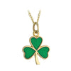 14k Gold Green Shamrock Necklace