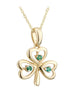 14K Gold Emerald Shamrock Necklace