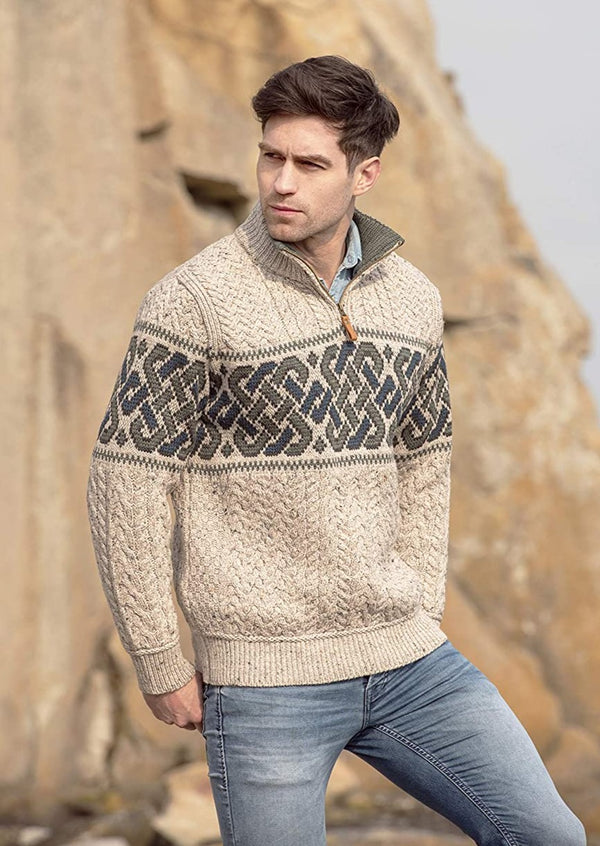 Aran Crafts Celtic Jacquard Sweater | Skellig Gift Store