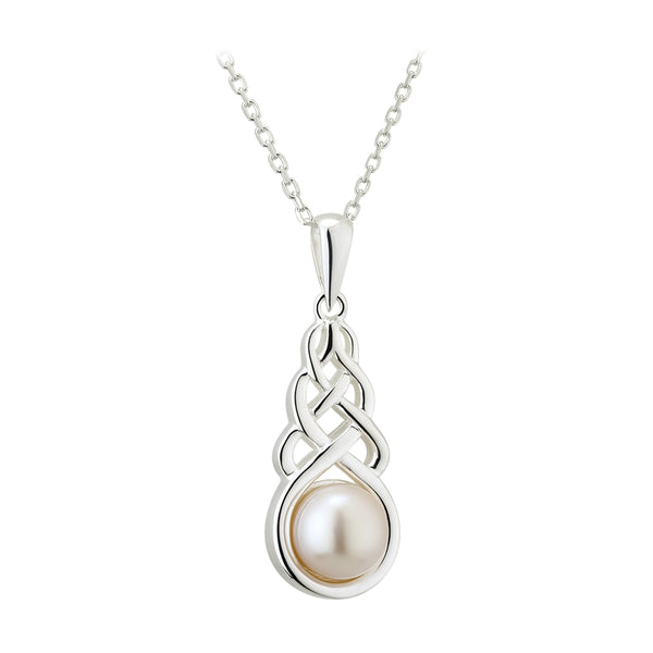 Sterling Silver Fresh Water Pearl Celtic Pendant