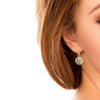 10K Gold Emerald Diamond Trinity Knot Circle Earrings