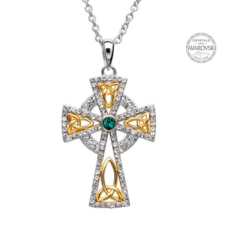Trinity Gold Plated Cross Embellished With Swarovski Crystals