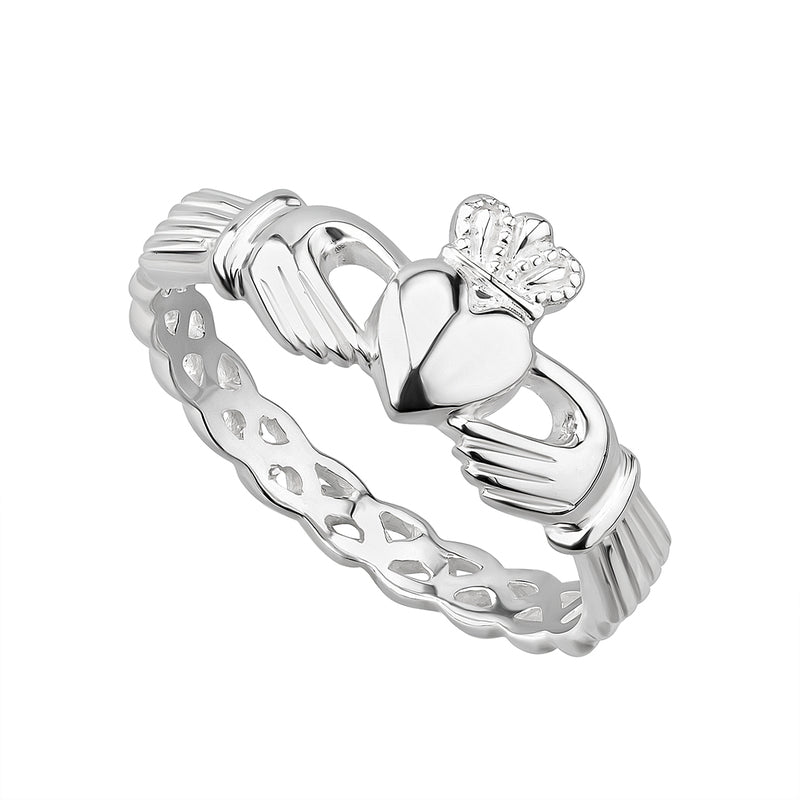 Sterling Silver Woven Claddagh Ring Solvar