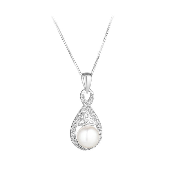 Sterling Silver Pearl Twist Trinity Knot Necklace