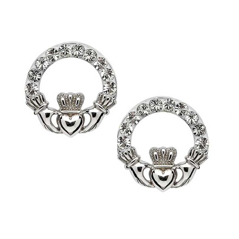 Swarovski Crystal Claddagh Earrings