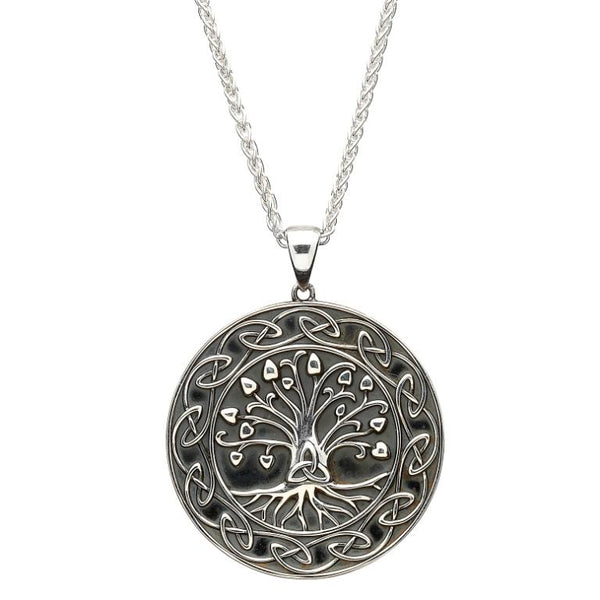 Silver Tree Of Life Trinity Medallion Necklace