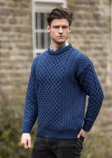Aran Blue Merino Wool Sweater