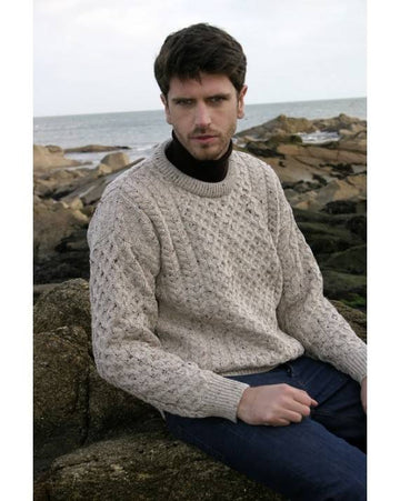 Aran Crew Neck Merino Sweater | Oatmeal