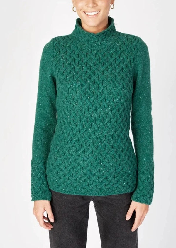 Green Garden Trellis Aran Sweater