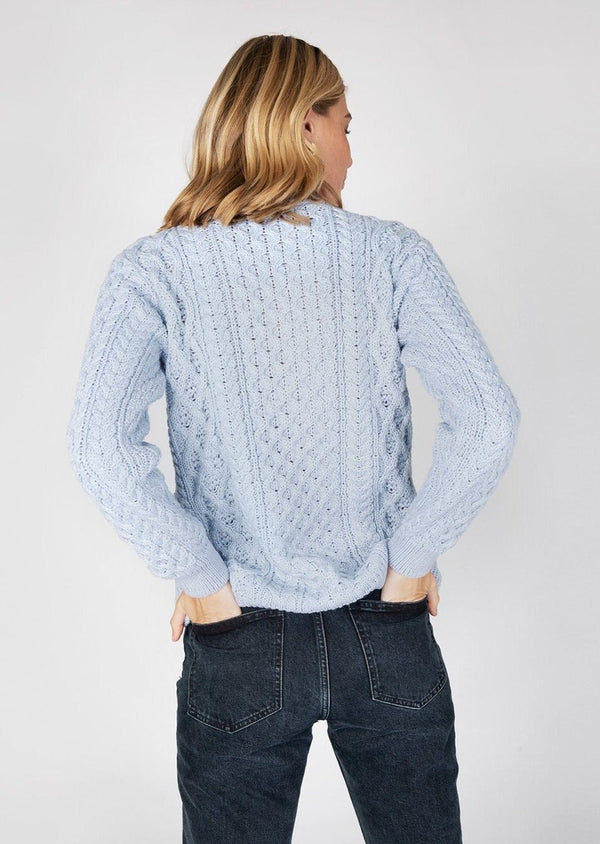 IrelandsEye Women's Aran Sweater | Ice Blue