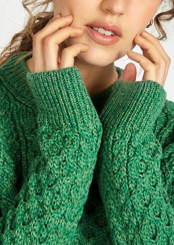 IrelandsEye Aran Sweater| Green Marl