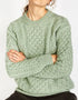 Women's Aran Sweater - Sage Marl | 100% Merino Wool | IrelandsEye