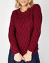 IrelandsEye Women's Lambay Aran Sweater | Claret