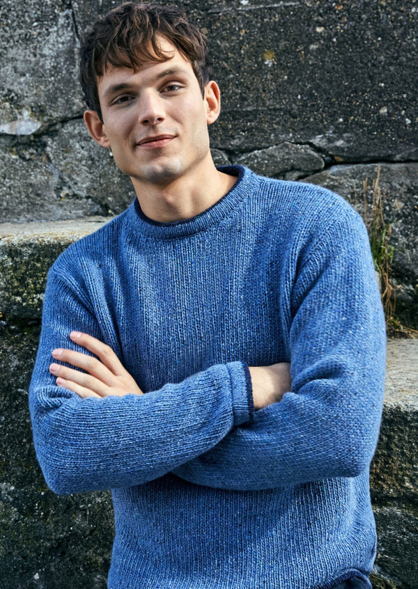 IrelandsEye Men's Blue Ocean Roundstone Sweater