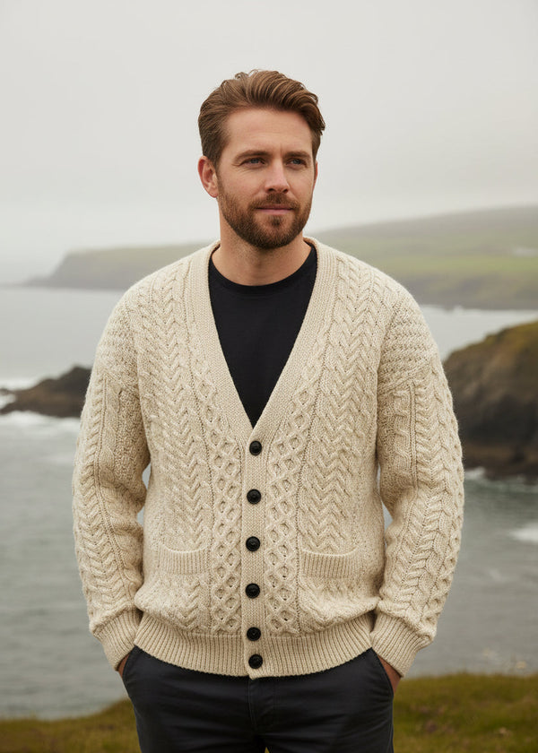 Aran Woollen Mills Merino Wool V-Neck Cardigan