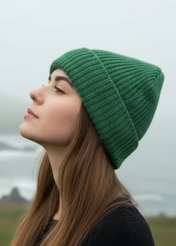 Green Chunky Knit Aran Hat