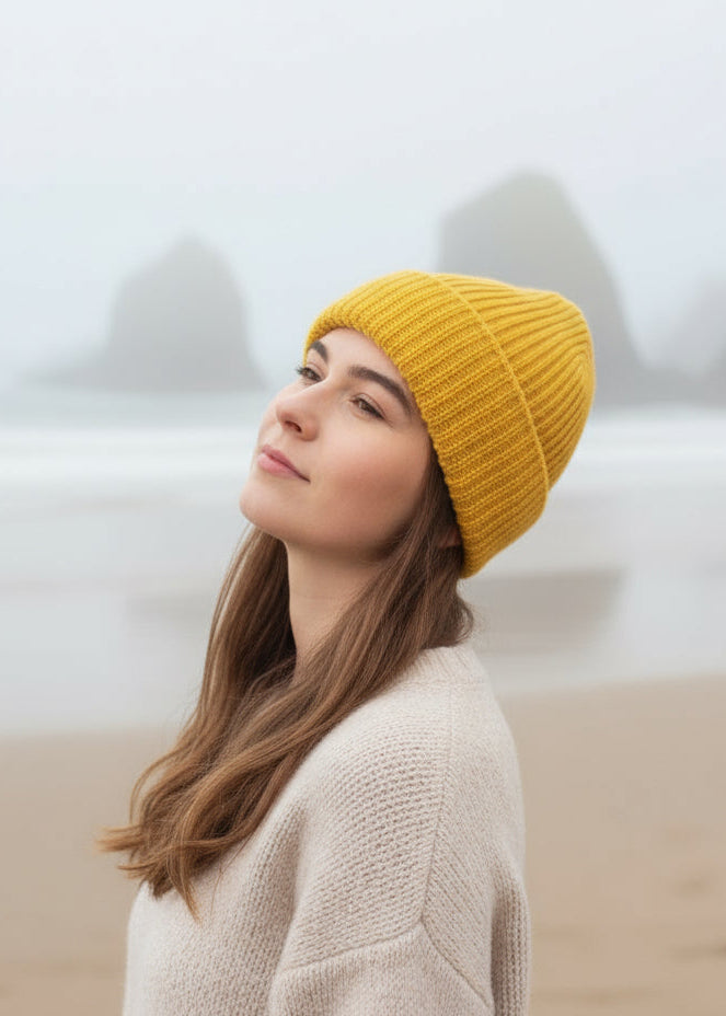 Sunflower Yellow Chunky Knit Aran Hat